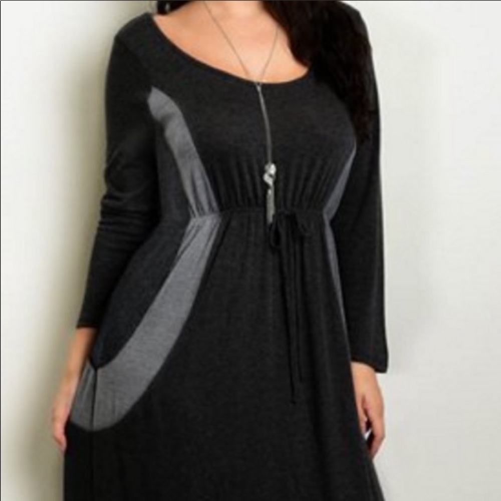 🎁Black and grey color block dress